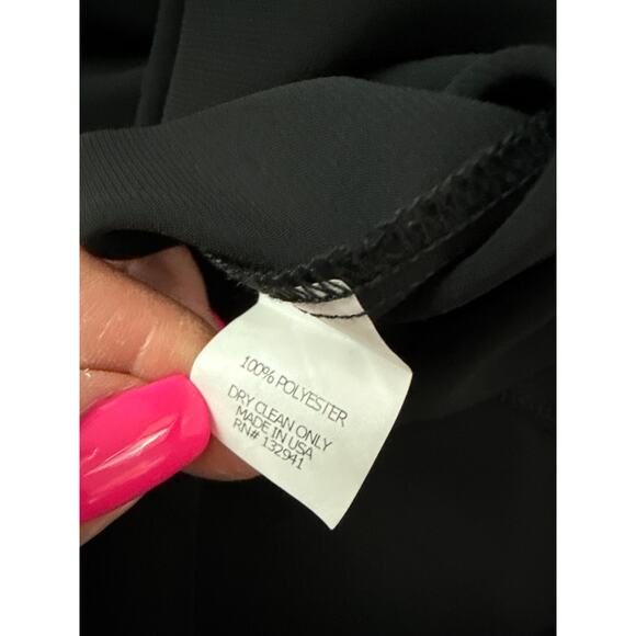 Amanda Uprichard Laura Bell Sleeve V Neck Top Black Size Medium - Picture 10 of 10